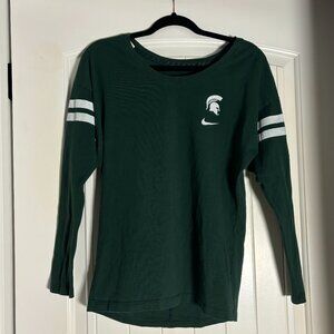 Nike Michigan State Spartans Football Green Long Sleeve Jersey Top Women Small